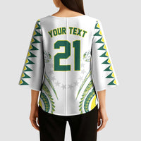 Custom Rugby Cook Islands Avaiki Kimono Sleeve Blouse White Kuki Airani Tribal Maori Inspired - Polynesian Pride