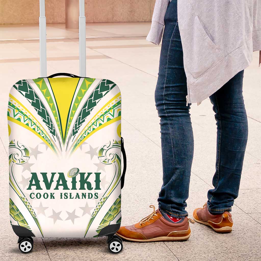Rugby Cook Islands Avaiki Luggage Cover White Kuki Airani Tribal Maori Inspired - Polynesian Pride