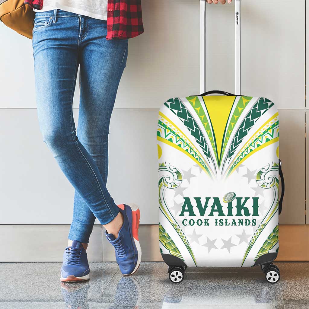 Rugby Cook Islands Avaiki Luggage Cover White Kuki Airani Tribal Maori Inspired - Polynesian Pride
