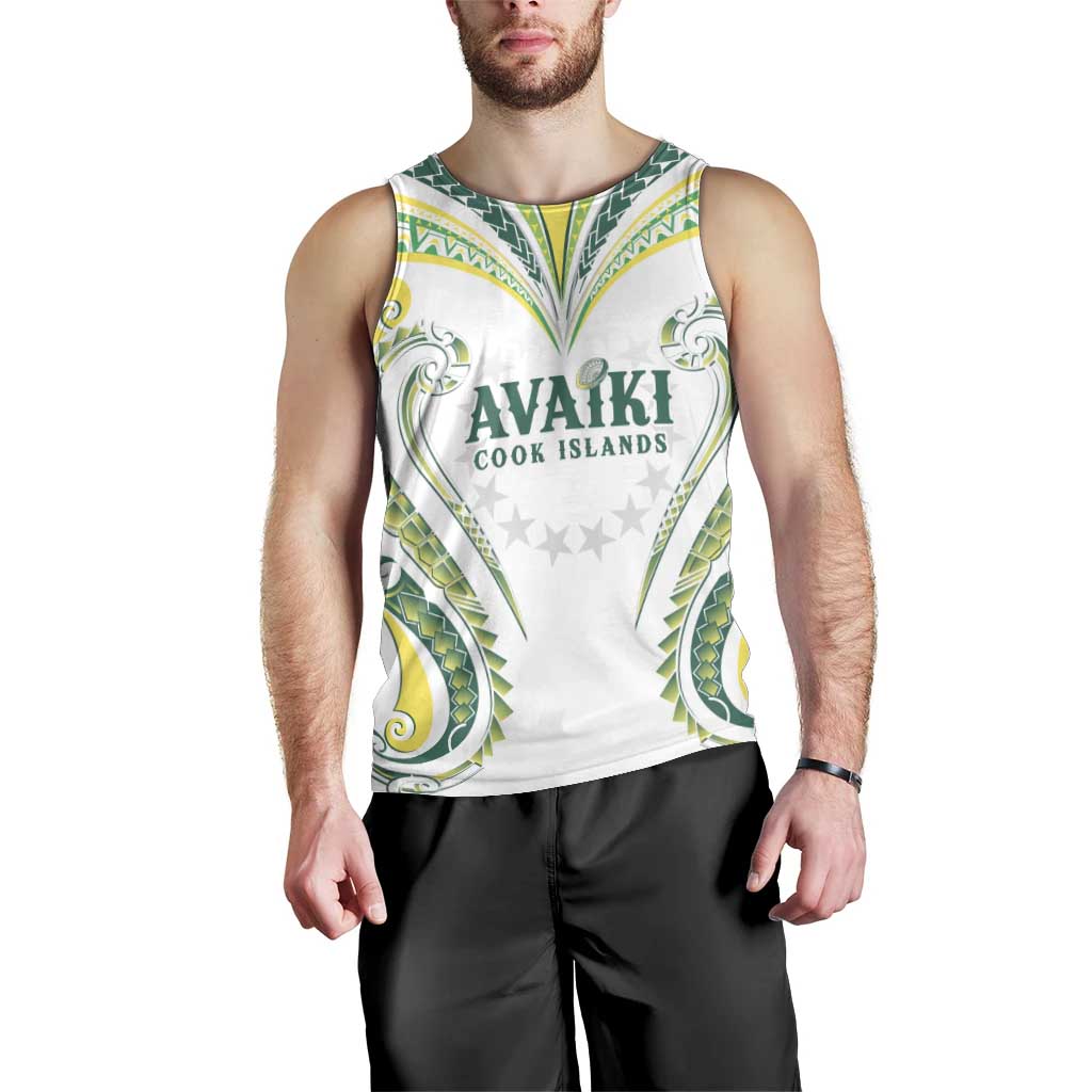 Custom Rugby Cook Islands Avaiki Men Tank Top White Kuki Airani Tribal Maori Inspired - Polynesian Pride