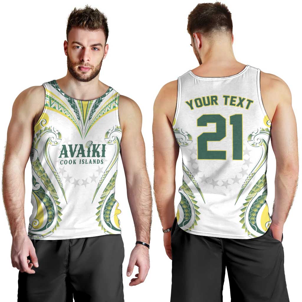 Custom Rugby Cook Islands Avaiki Men Tank Top White Kuki Airani Tribal Maori Inspired - Polynesian Pride