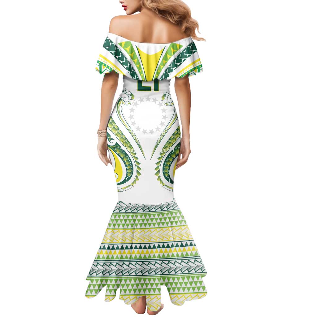 Custom Rugby Cook Islands Avaiki Mermaid Dress White Kuki Airani Tribal Maori Inspired - Polynesian Pride