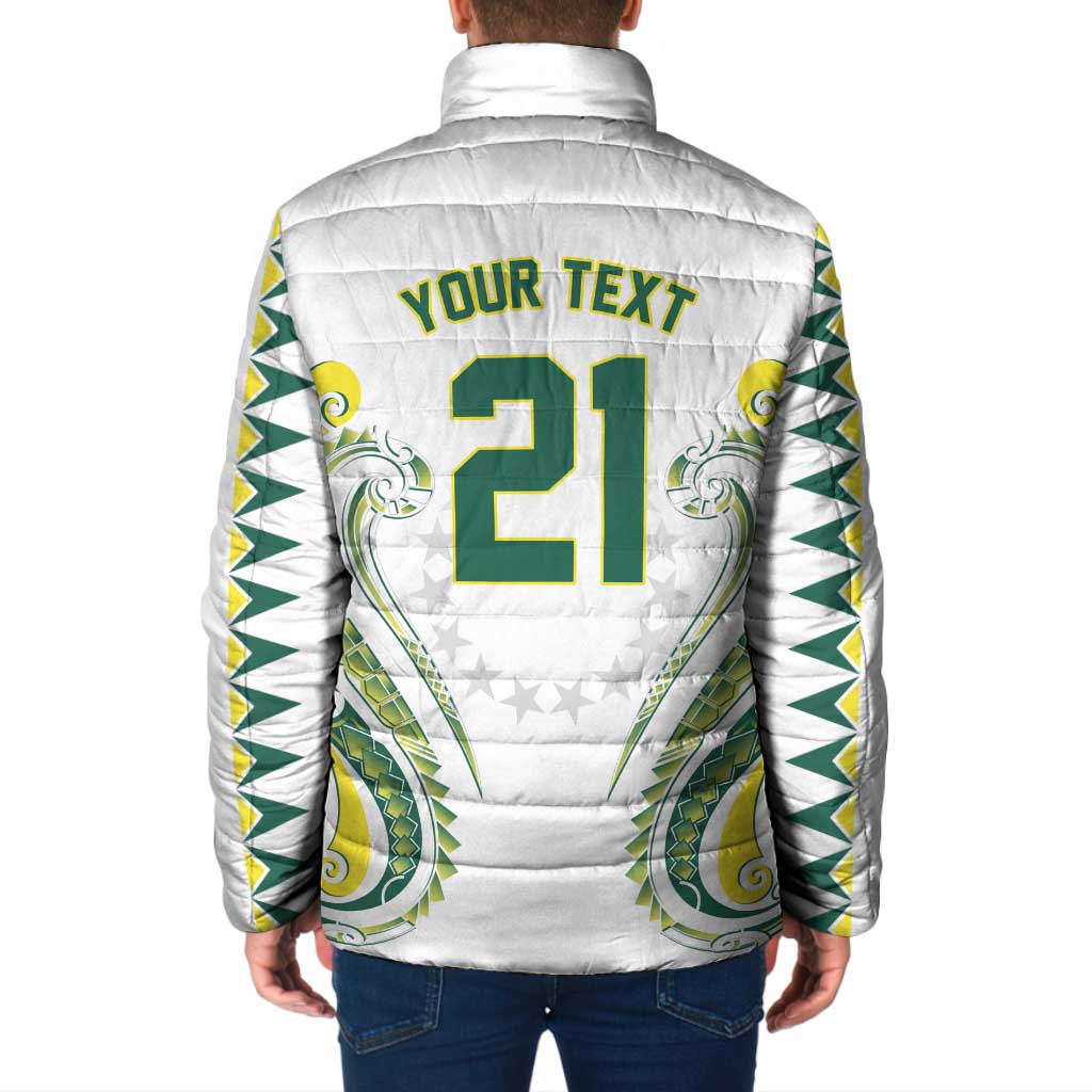 Custom Rugby Cook Islands Avaiki Padded Jacket White Kuki Airani Tribal Maori Inspired - Polynesian Pride