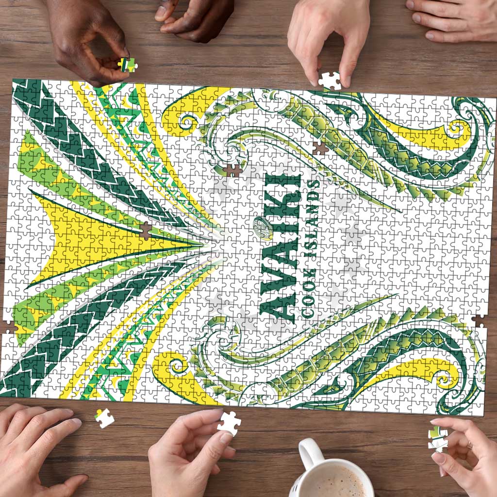 Rugby Cook Islands Avaiki Puzzle White Kuki Airani Tribal Maori Inspired - Polynesian Pride