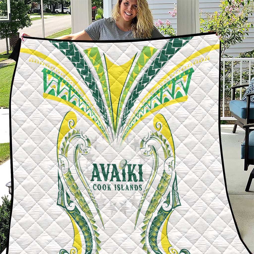 Rugby Cook Islands Avaiki Quilt White Kuki Airani Tribal Maori Inspired - Polynesian Pride