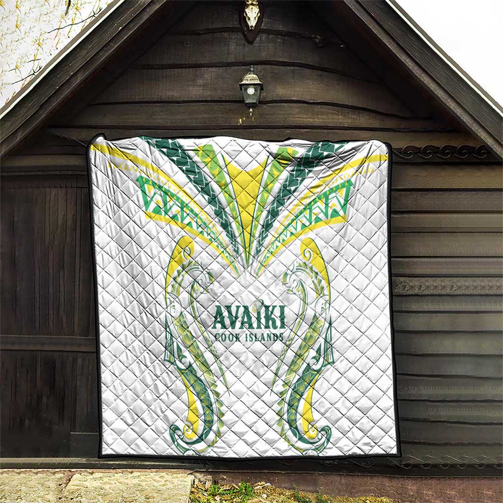 Rugby Cook Islands Avaiki Quilt White Kuki Airani Tribal Maori Inspired - Polynesian Pride