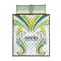 Rugby Cook Islands Avaiki Quilt Bed Set White Kuki Airani Tribal Maori Inspired - Polynesian Pride