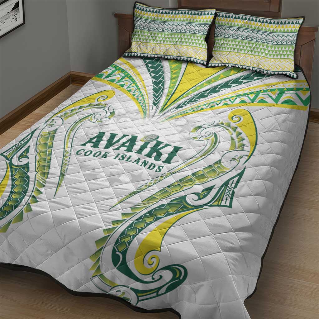 Rugby Cook Islands Avaiki Quilt Bed Set White Kuki Airani Tribal Maori Inspired - Polynesian Pride