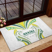 Rugby Cook Islands Avaiki Rubber Doormat White Kuki Airani Tribal Maori Inspired - Polynesian Pride