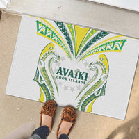 Rugby Cook Islands Avaiki Rubber Doormat White Kuki Airani Tribal Maori Inspired - Polynesian Pride