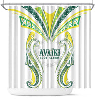 Rugby Cook Islands Avaiki Shower Curtain White Kuki Airani Tribal Maori Inspired - Polynesian Pride