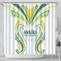 Rugby Cook Islands Avaiki Shower Curtain White Kuki Airani Tribal Maori Inspired - Polynesian Pride