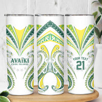 Custom Rugby Cook Islands Avaiki Skinny Tumbler White Kuki Airani Tribal Maori Inspired - Polynesian Pride