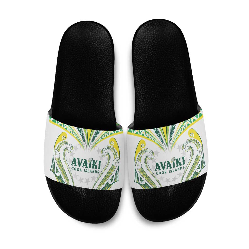 Rugby Cook Islands Avaiki Slide Sandals White Kuki Airani Tribal Maori Inspired - Polynesian Pride
