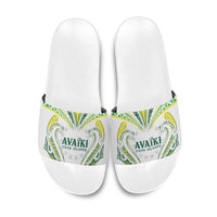 Rugby Cook Islands Avaiki Slide Sandals White Kuki Airani Tribal Maori Inspired - Polynesian Pride