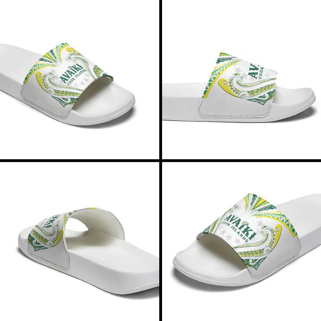 Rugby Cook Islands Avaiki Slide Sandals White Kuki Airani Tribal Maori Inspired - Polynesian Pride