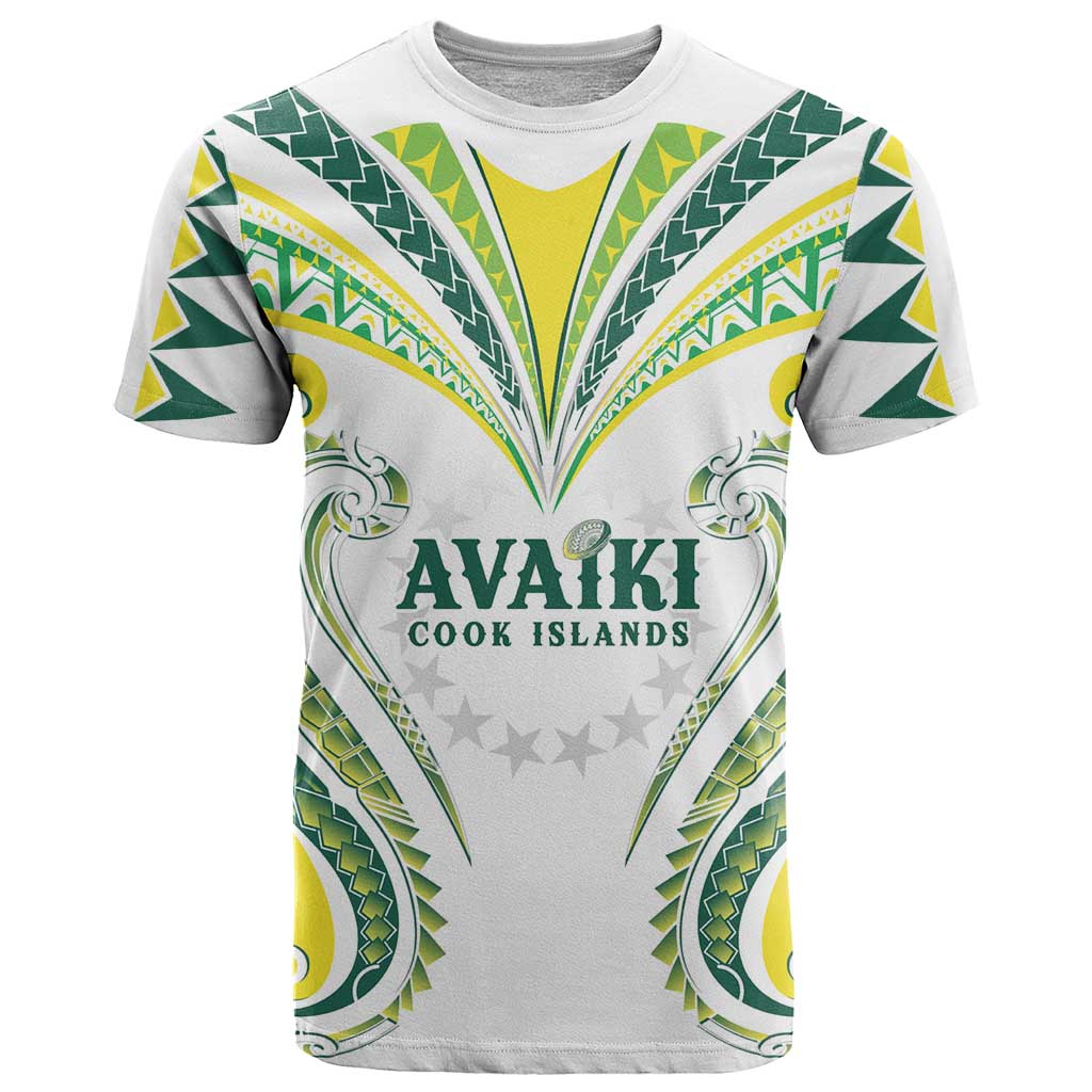 Custom Rugby Cook Islands Avaiki T Shirt White Kuki Airani Tribal Maori Inspired - Polynesian Pride