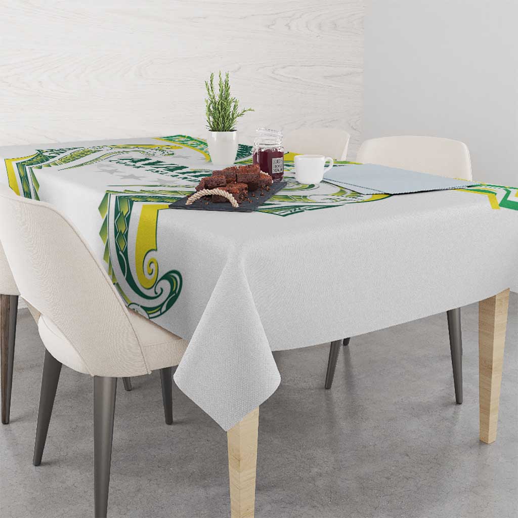 Rugby Cook Islands Avaiki Tablecloth White Kuki Airani Tribal Maori Inspired - Polynesian Pride