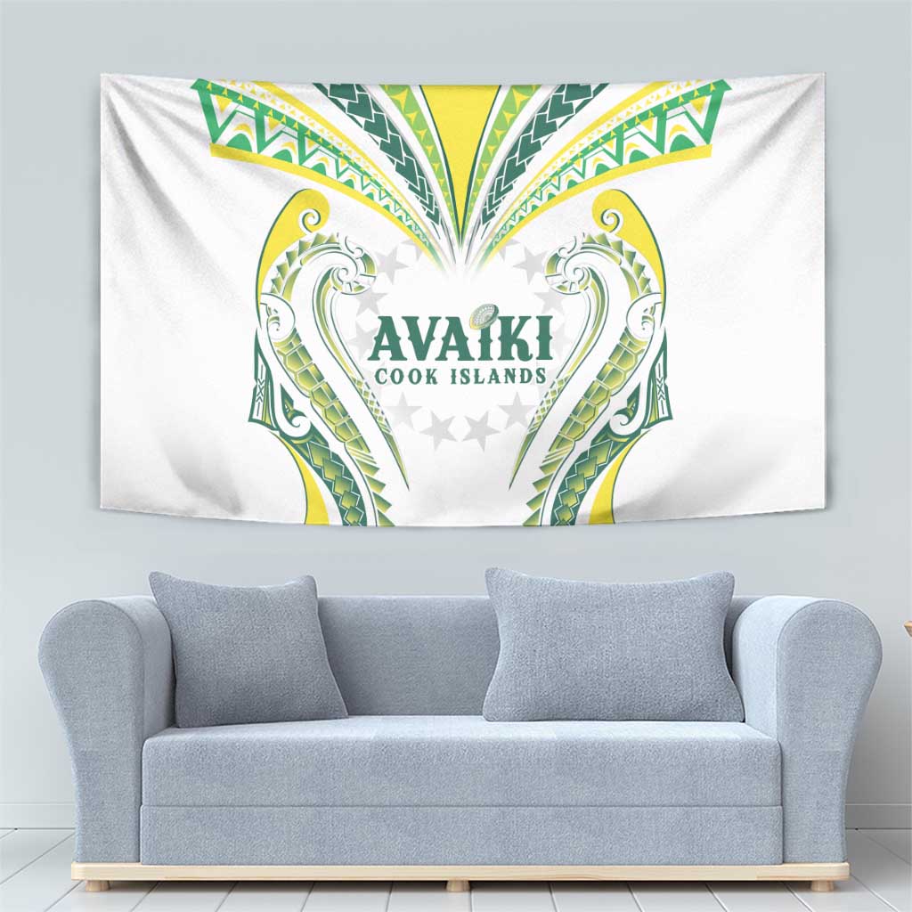 Rugby Cook Islands Avaiki Tapestry White Kuki Airani Tribal Maori Inspired - Polynesian Pride