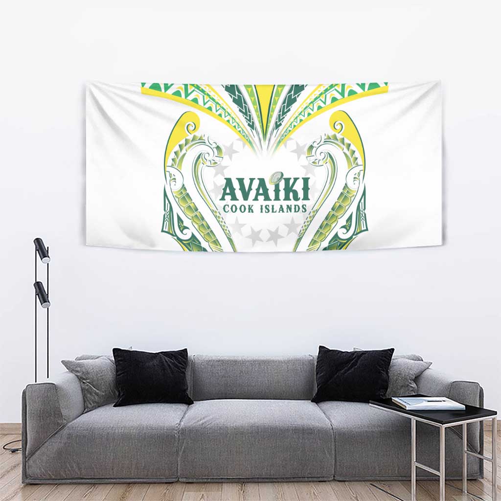 Rugby Cook Islands Avaiki Tapestry White Kuki Airani Tribal Maori Inspired - Polynesian Pride