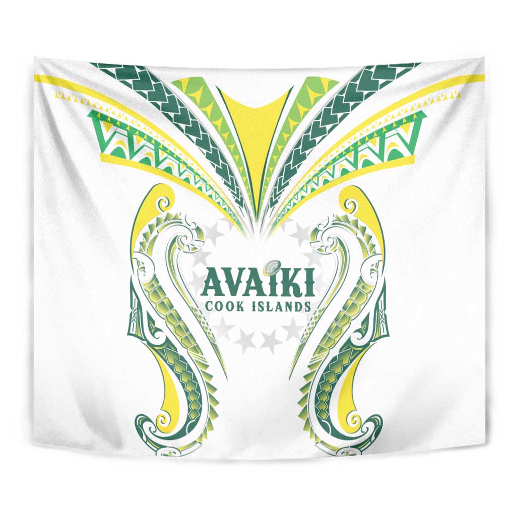 Rugby Cook Islands Avaiki Tapestry White Kuki Airani Tribal Maori Inspired - Polynesian Pride