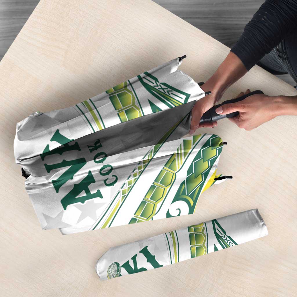 Rugby Cook Islands Avaiki Umbrella White Kuki Airani Tribal Maori Inspired - Polynesian Pride