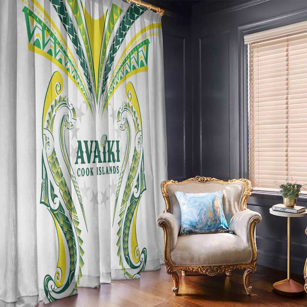 Rugby Cook Islands Avaiki Window Curtain White Kuki Airani Tribal Maori Inspired - Polynesian Pride