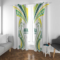 Rugby Cook Islands Avaiki Window Curtain White Kuki Airani Tribal Maori Inspired - Polynesian Pride