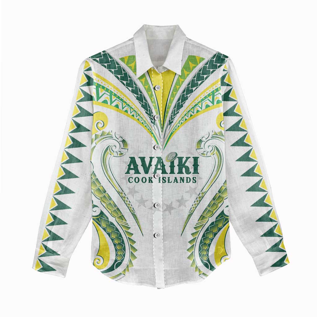 Custom Rugby Cook Islands Avaiki Women Casual Shirt White Kuki Airani Tribal Maori Inspired - Polynesian Pride
