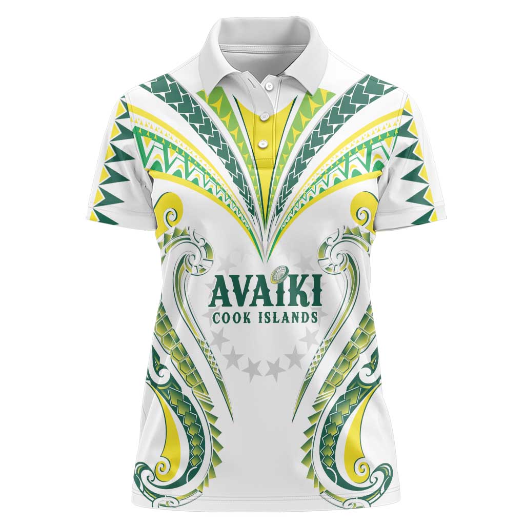 Custom Rugby Cook Islands Avaiki Women Polo Shirt White Kuki Airani Tribal Maori Inspired - Polynesian Pride
