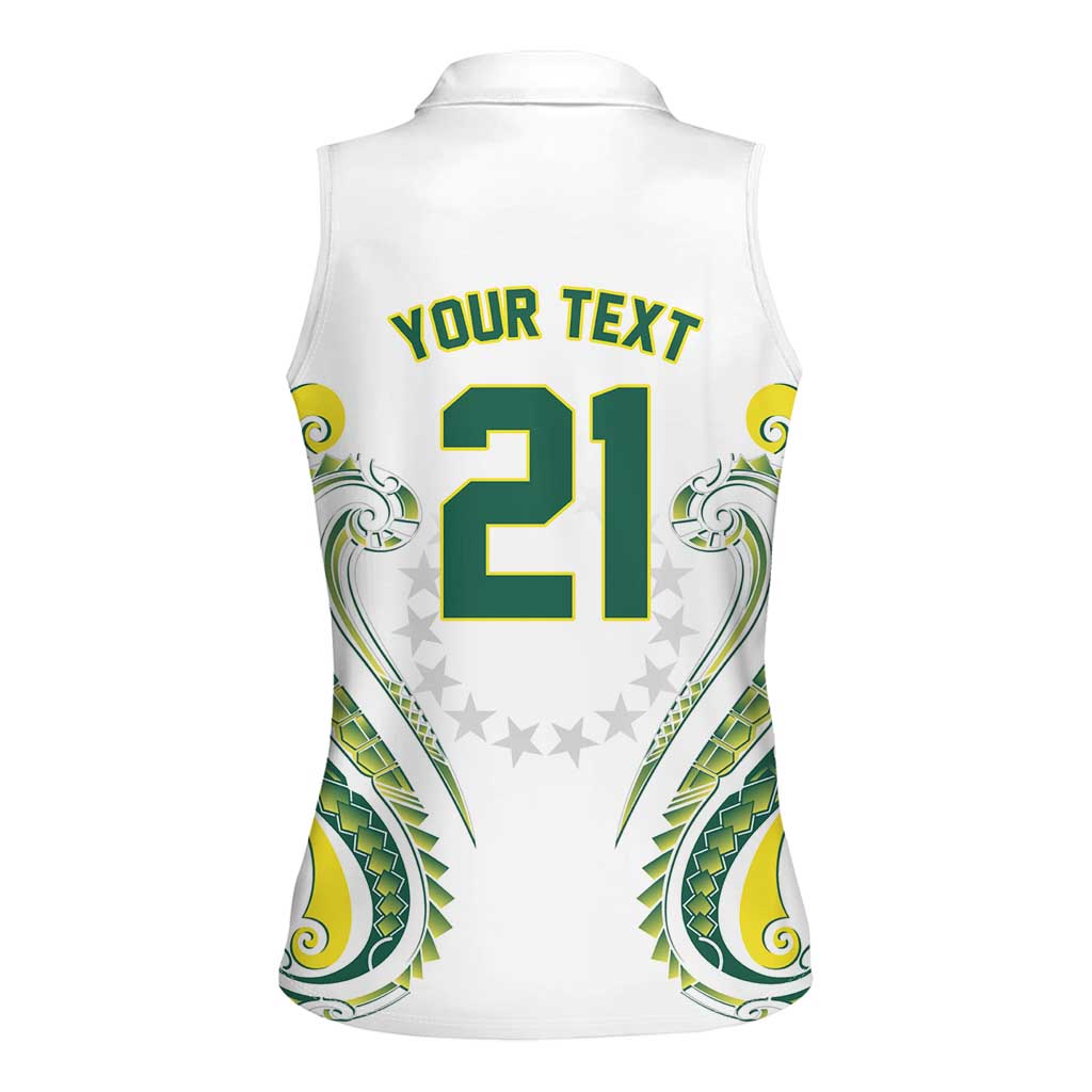 Custom Rugby Cook Islands Avaiki Women Sleeveless Polo Shirt White Kuki Airani Tribal Maori Inspired - Polynesian Pride