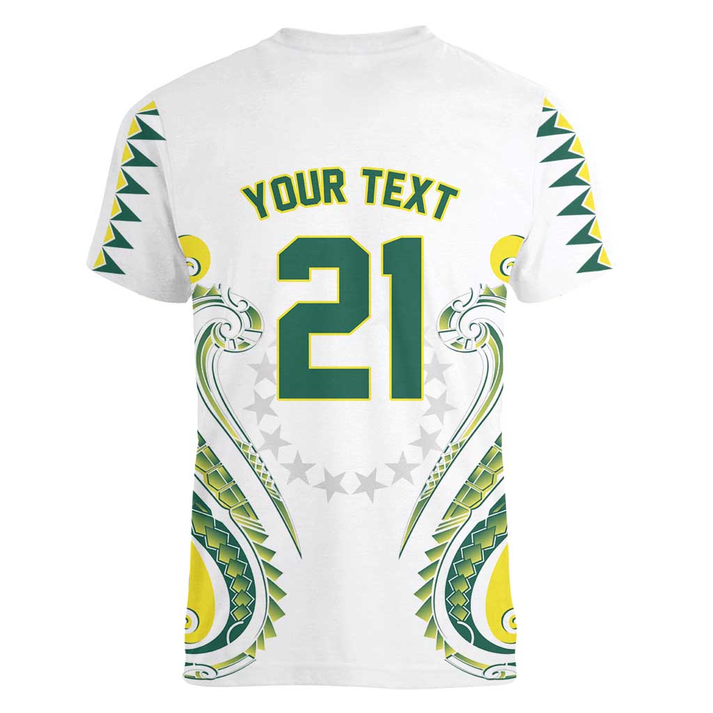 Custom Rugby Cook Islands Avaiki Women V-Neck T-Shirt White Kuki Airani Tribal Maori Inspired - Polynesian Pride