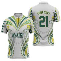 Custom Rugby Cook Islands Avaiki Zipper Polo Shirt White Kuki Airani Tribal Maori Inspired - Polynesian Pride