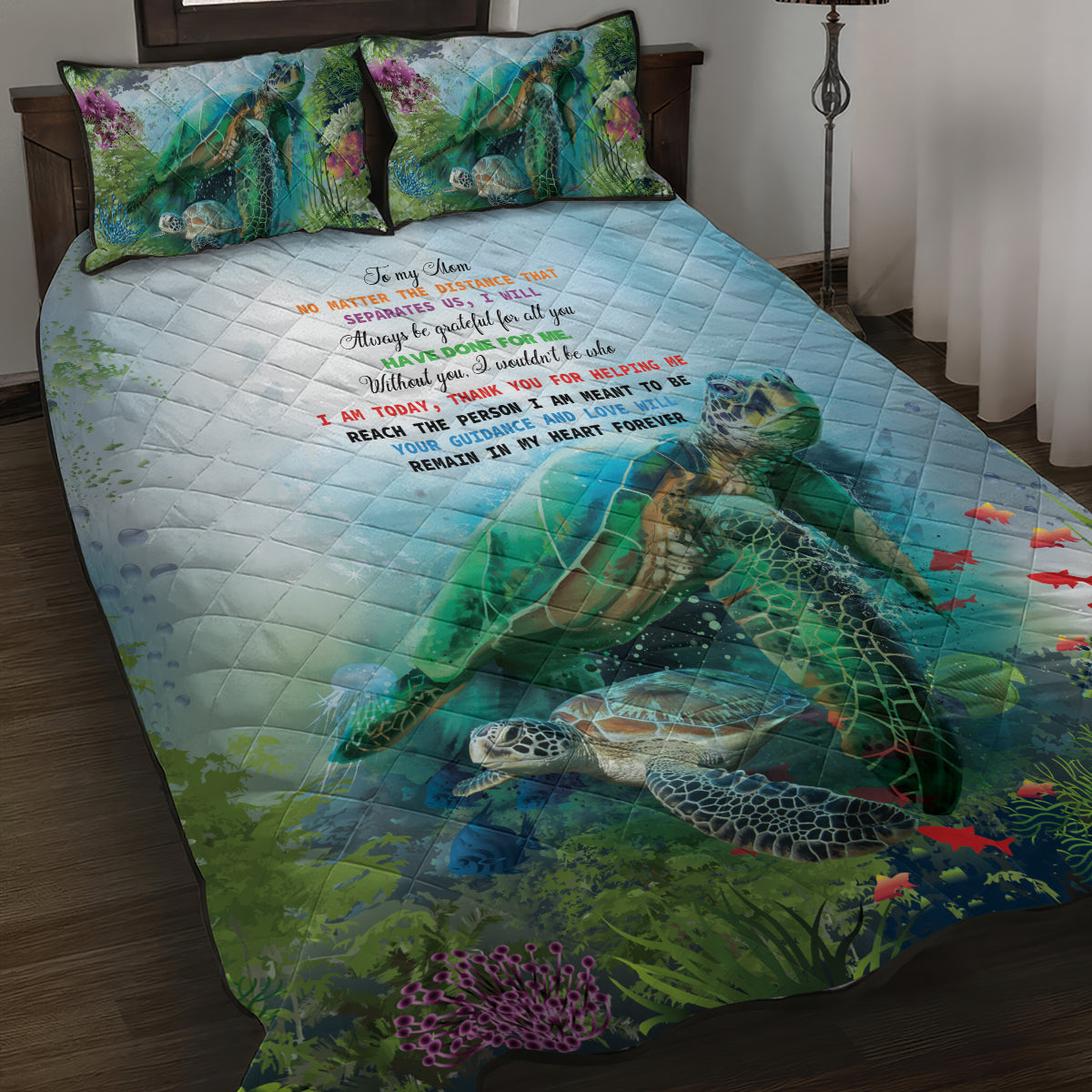 Polynesia Mother's Day Quilt Bed Set Magnificent Sea Turtle Of Love and Gratitude LT9 Blue - Polynesian Pride