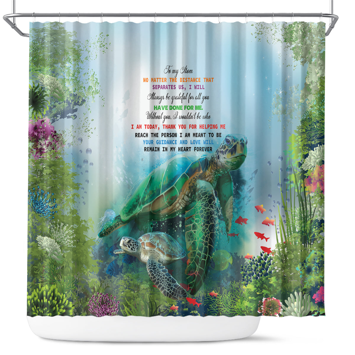 Polynesia Mother's Day Shower Curtain Magnificent Sea Turtle Of Love and Gratitude LT9 Blue - Polynesian Pride