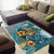 Sea Turtle In The Ocean Area Rug with Polynesian Pattern Arty Style