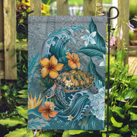Sea Turtle In The Ocean Garden Flag with Polynesian Pattern Arty Style