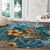 Sea Turtle In The Ocean Round Carpet with Polynesian Pattern Arty Style