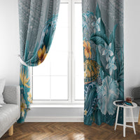 Sea Turtle In The Ocean Window Curtain with Polynesian Pattern Arty Style