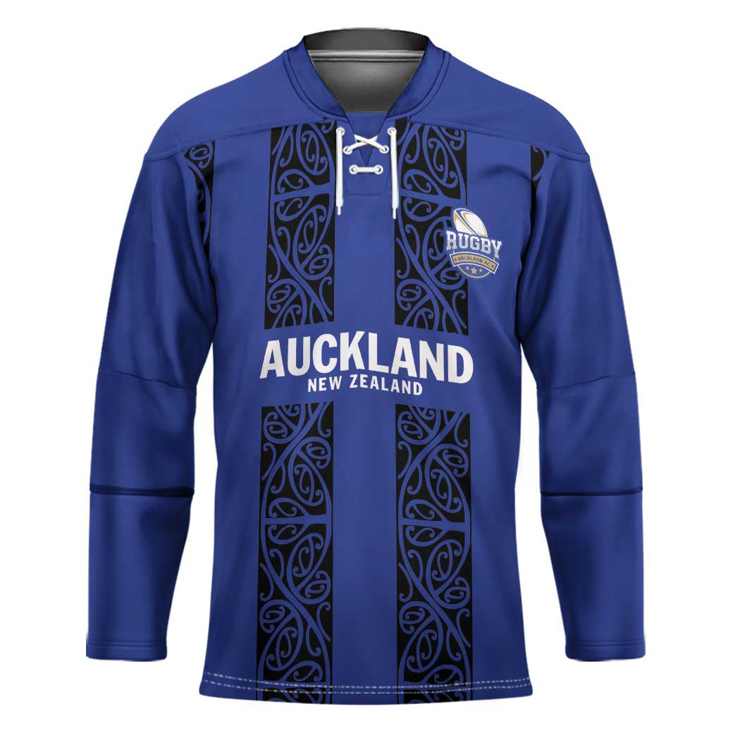 Custom Oceania Football NZ Auckland Hockey Jersey Maori Tribal Pattern LT9 Unisex Blue - Polynesian Pride