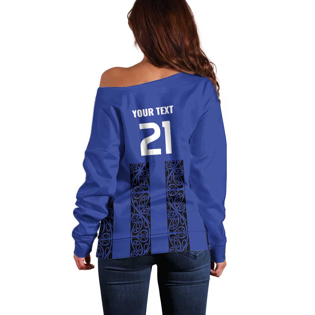 Custom Oceania Football NZ Auckland Off Shoulder Sweater Maori Tribal Pattern LT9 - Polynesian Pride