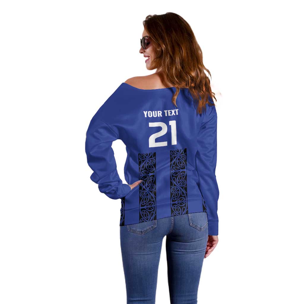 Custom Oceania Football NZ Auckland Off Shoulder Sweater Maori Tribal Pattern LT9 - Polynesian Pride