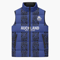 Custom Oceania Football NZ Auckland Sleeveless Puffer Jacket Maori Tribal Pattern