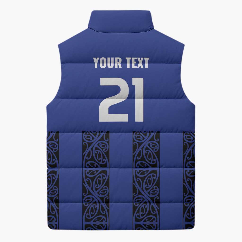 Custom Oceania Football NZ Auckland Sleeveless Puffer Jacket Maori Tribal Pattern