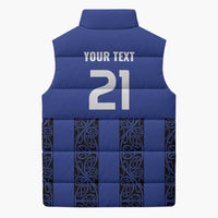 Custom Oceania Football NZ Auckland Sleeveless Puffer Jacket Maori Tribal Pattern