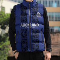 Custom Oceania Football NZ Auckland Sleeveless Puffer Jacket Maori Tribal Pattern