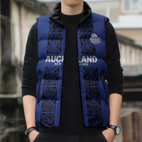Custom Oceania Football NZ Auckland Sleeveless Puffer Jacket Maori Tribal Pattern