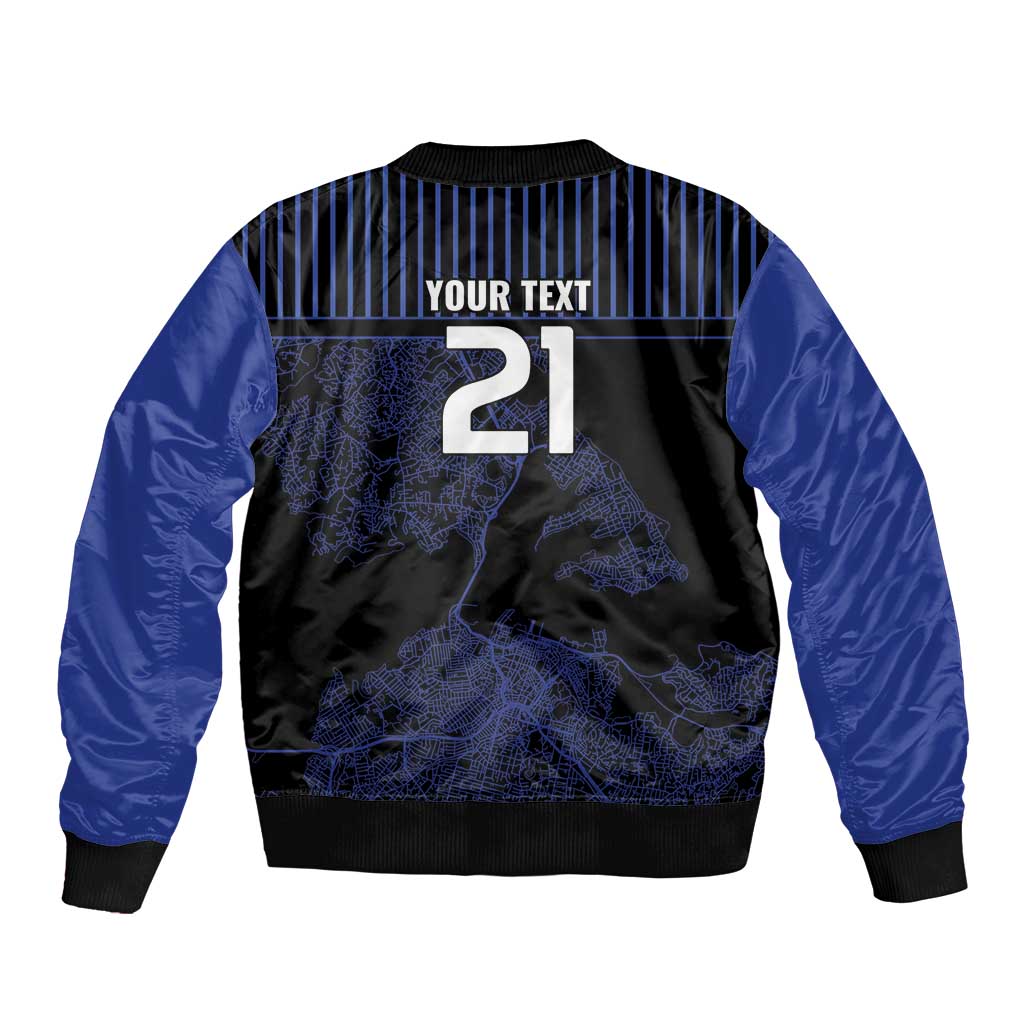 Custom Oceania Football NZ Auckland Sleeve Zip Bomber Jacket Minimal City Map Style LT9 - Polynesian Pride