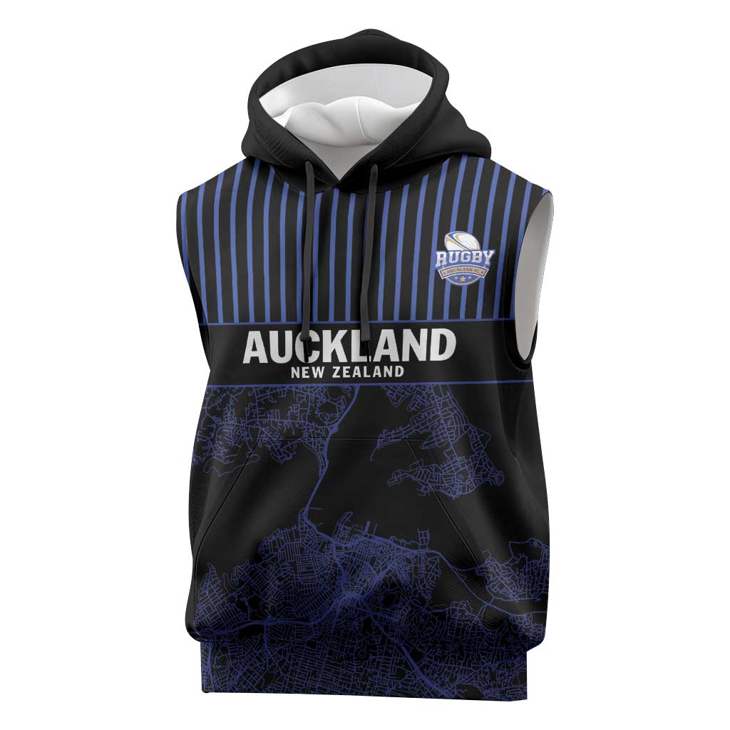 Custom Oceania Football NZ Auckland Sleeveless Hoodie Minimal City Map Style