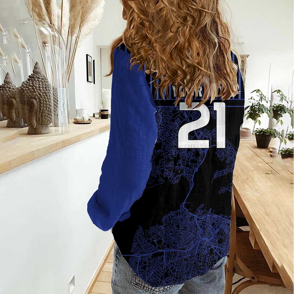 Custom Oceania Football NZ Auckland Women Casual Shirt Minimal City Map Style